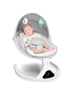 Columpio Eléctrico Portátil para Bebés Gris con Control Remoto