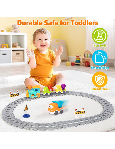 Juego de tren eléctrico Ellinjan con luces y vapor para niños