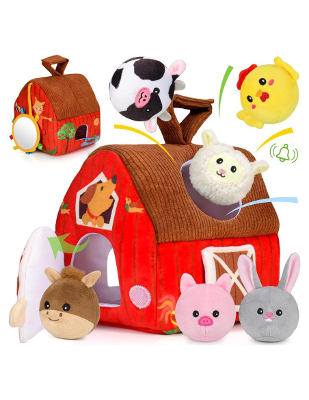 Juguete de Granja de Peluche Montessori para Bebés 6-12 Meses