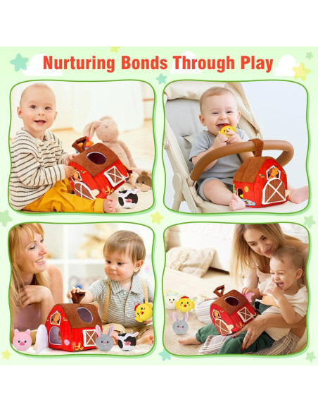 Juguete de Granja de Peluche Montessori para Bebés 6-12 Meses