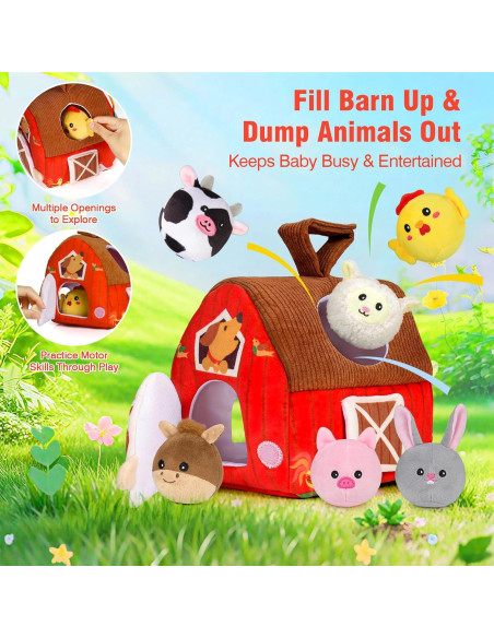 Juguete de Granja de Peluche Montessori para Bebés 6-12 Meses
