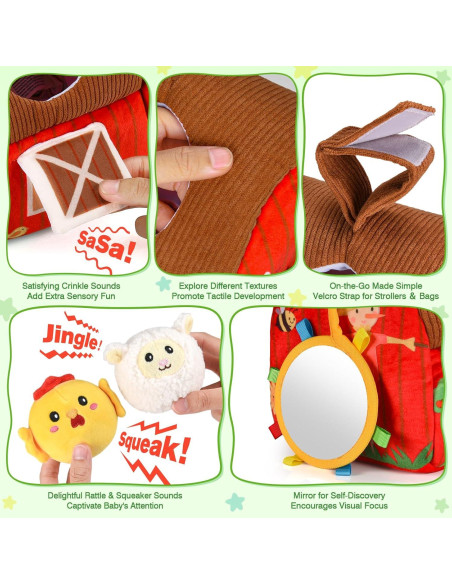 Juguete de Granja de Peluche Montessori para Bebés 6-12 Meses