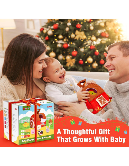 Juguete de Granja de Peluche Montessori para Bebés 6-12 Meses