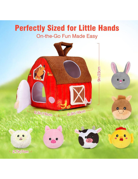 Juguete de Granja de Peluche Montessori para Bebés 6-12 Meses