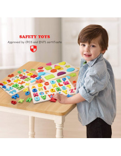 Rompecabezas de Madera Voamuw para Niños 3-5 Años - Letras, Números y Formas 2