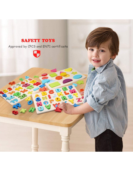 Rompecabezas de Madera Voamuw para Niños 3-5 Años - Letras, Números y Formas