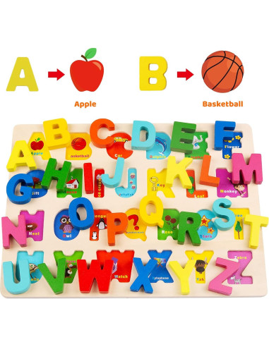 Rompecabezas de Madera Voamuw para Niños 3-5 Años - Letras, Números y Formas