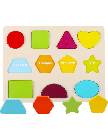 Rompecabezas de Madera Voamuw para Niños 3-5 Años - Letras, Números y Formas