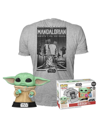 Set Funko Pop! & Tee The Mandalorian Grogu Galletas M