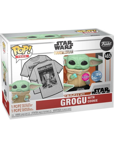 Set Funko Pop! & Tee The Mandalorian Grogu Galletas M