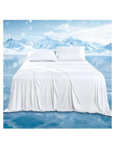 Juego de Sábanas Refrigerantes DOWNCOOL King, 4 Piezas, Blanco