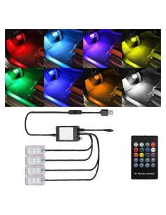 Luces LED Ambientales para Auto KHGUZ, 4 Piezas, Control APP