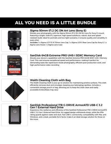 Lente Sigma 50mm f/1.2 DG DN Art Sony E + Disco Duro 1TB