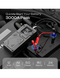 Arrancador de Batería Leafora Q11 con Compresor 3000A 12V 2