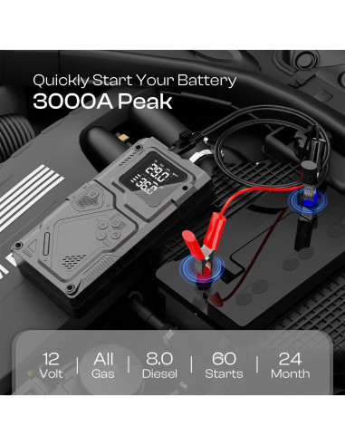 Arrancador de Batería Leafora Q11 con Compresor 3000A 12V