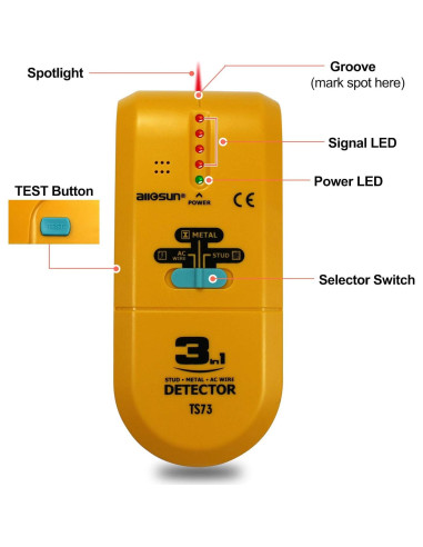 Detector de Madera y Metal ALLOSUN TS73 3 en 1 LED