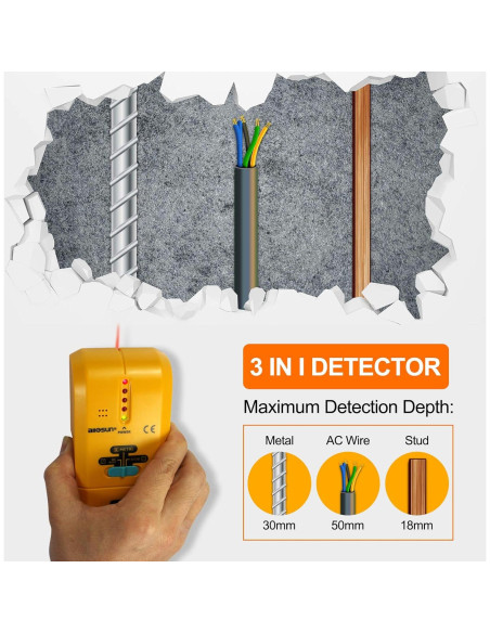 Detector de Madera y Metal ALLOSUN TS73 3 en 1 LED