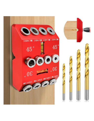 Plantilla de Guía de Taladro Angular con 4 Brocas - Aluminio