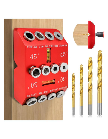 Plantilla de Guía de Taladro Angular con 4 Brocas - Aluminio