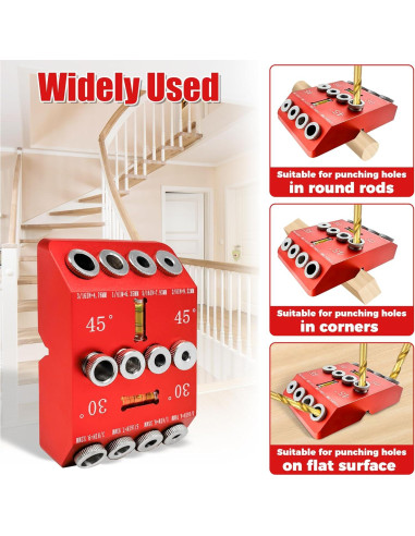 Plantilla de Guía de Taladro Angular con 4 Brocas - Aluminio