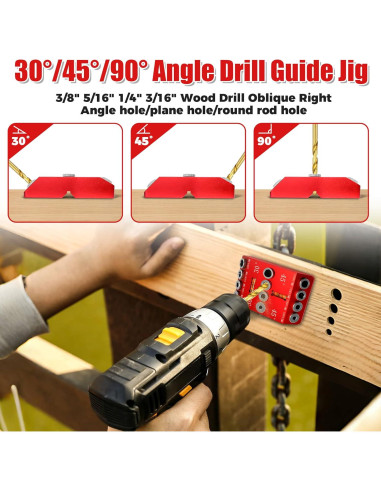 Plantilla de Guía de Taladro Angular con 4 Brocas - Aluminio