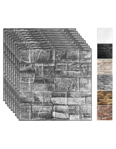 33 Paneles de Pared 3D Autoadhesivos FOITLE Negro Retro 30x30cm