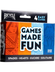 Paquete de 4 Juegos de Cartas Bicicleta: Euchre, Solitario, Espadas, Corazones 2