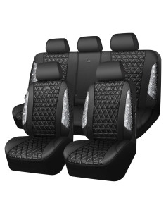 Cubiertas de Asientos de Coche CAR PASS Cuero Diamante Plateado