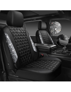 Cubiertas de Asientos de Coche CAR PASS Cuero Diamante Plateado 2