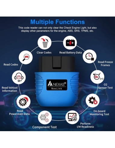 Escáner OBD2 Bluetooth NEXAS NexLINK para Automóviles y Motos