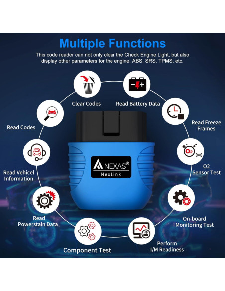 Escáner OBD2 Bluetooth NEXAS NexLINK para Automóviles y Motos