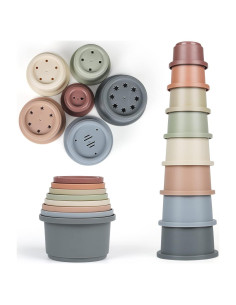 Set de 8 Tazas Apilables Montessori Flypear para Bebés 6-12 Meses