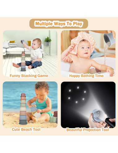 Set de 8 Tazas Apilables Montessori Flypear para Bebés 6-12 Meses