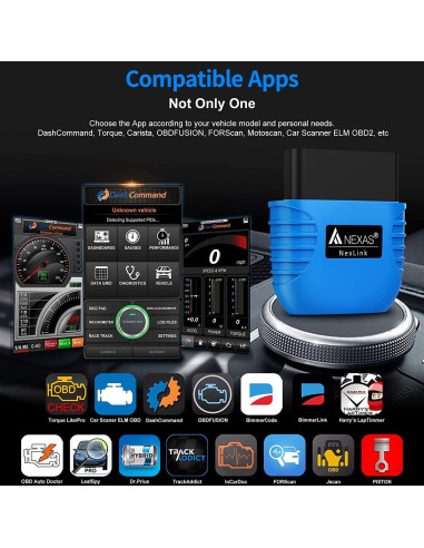 Escáner OBD2 Bluetooth NEXAS NexLINK para Automóviles y Motos