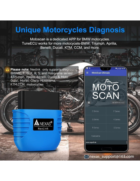 Escáner OBD2 Bluetooth NEXAS NexLINK para Automóviles y Motos