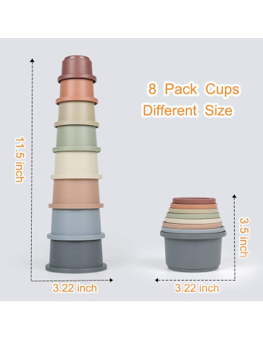 Set de 8 Tazas Apilables Montessori Flypear para Bebés 6-12 Meses
