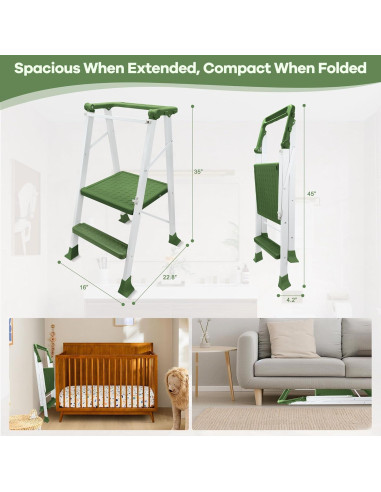 Escalón Plegable SDADI 2 Pasos para Niños 18M-6A Verde