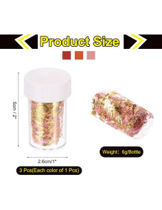 Copos de Hoja de Oro MECCANIXITY 18g 3 Botellas Colores 2