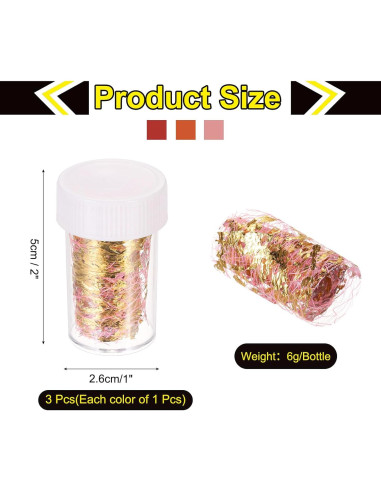 Copos de Hoja de Oro MECCANIXITY 18g 3 Botellas Colores