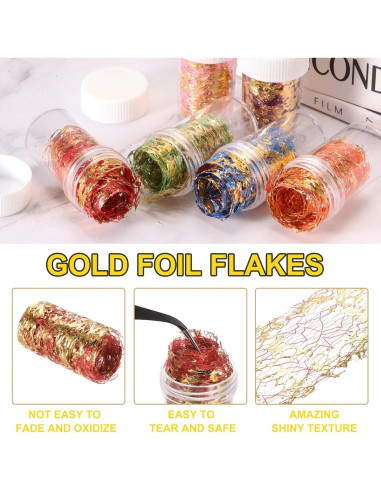 Copos de Hoja de Oro MECCANIXITY 18g 3 Botellas Colores