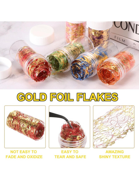 Copos de Hoja de Oro MECCANIXITY 18g 3 Botellas Colores