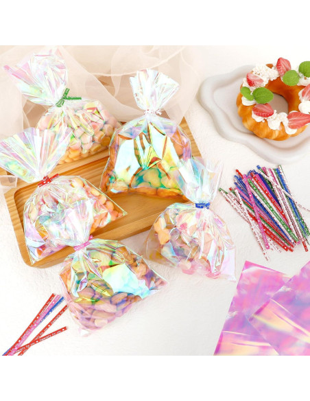 Bolsas de Celofán Iridiscentes Linsuminn 100 PCS 13x18 cm Bolsas de Celofán Iridiscentes Linsuminn 100 PCS 13x18 cm