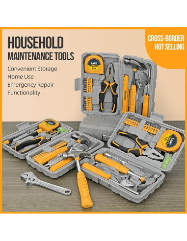 Juego de Herramientas Básicas Elvesoar 20 Piezas Amarillo