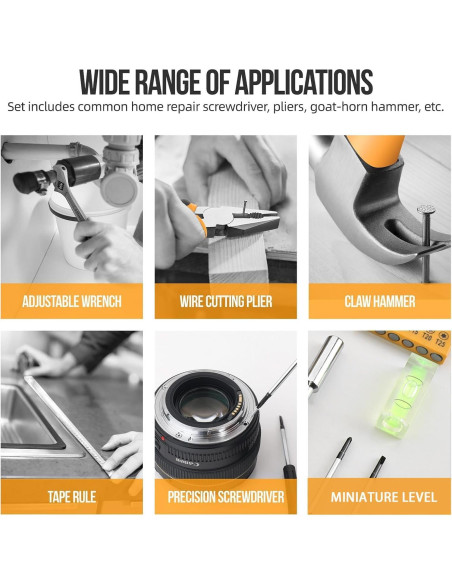 Juego de Herramientas Básicas Elvesoar 20 Piezas Amarillo