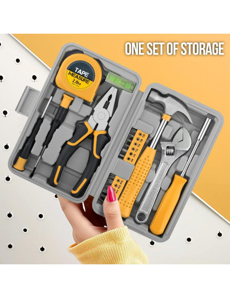 Juego de Herramientas Básicas Elvesoar 20 Piezas Amarillo