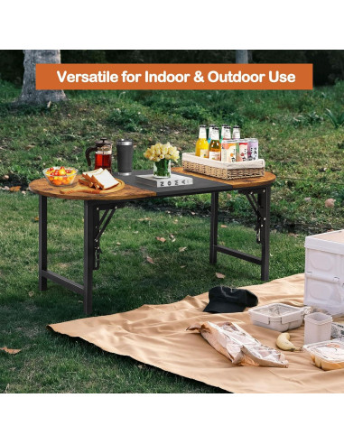 Mesa de café plegable Shinoske ovalada 90x40x37 cm marrón