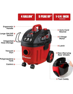 Aspiradora Húmeda/Seca Vacmaster VF408 4 Galones 5 HP 2