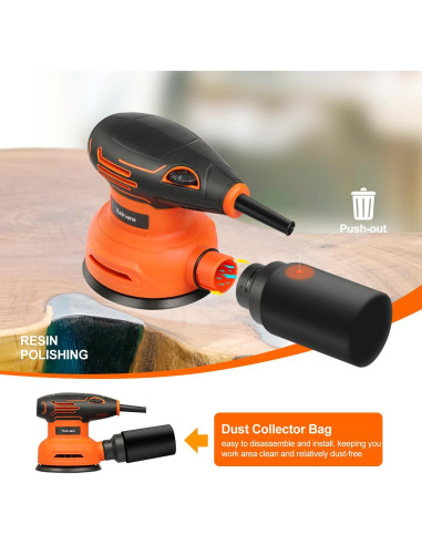 Lijadora Orbital 5" Yunirvana 300W 6 Velocidades 15 Discos