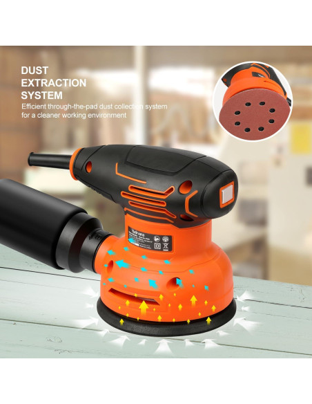 Lijadora Orbital 5" Yunirvana 300W 6 Velocidades 15 Discos