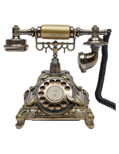 Teléfono Vintage de Disco Retro Kreiaoer Bronce 25.5x17.5cm